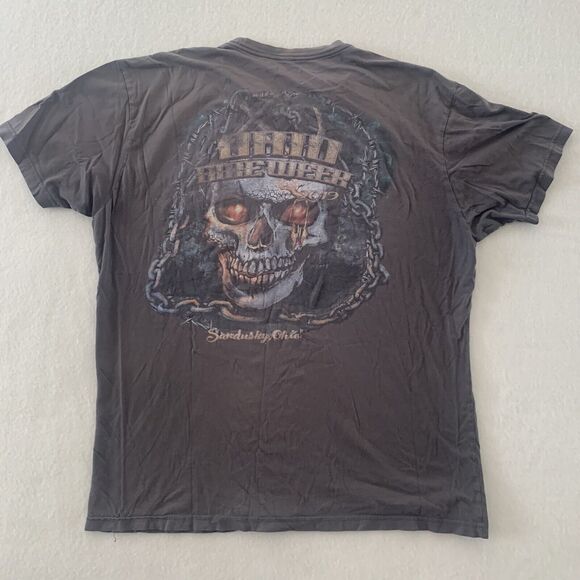 Ohio Bike Week Skull Print Y2K Grunge T Shirt Men Size M Color Black With Flaws‎ - Picture 2 of 16